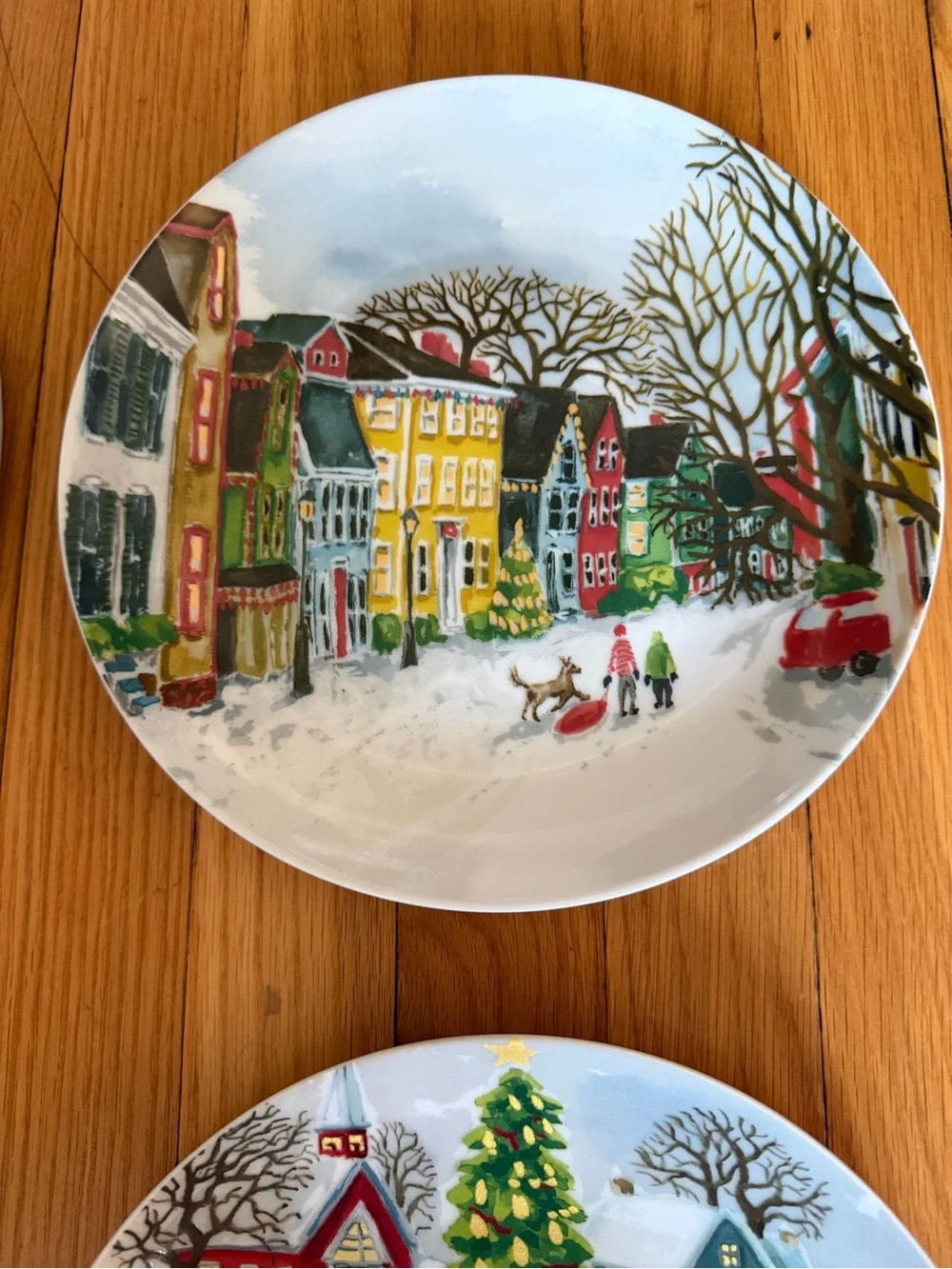Pottery Barn Winter Village Set of 4 Plates